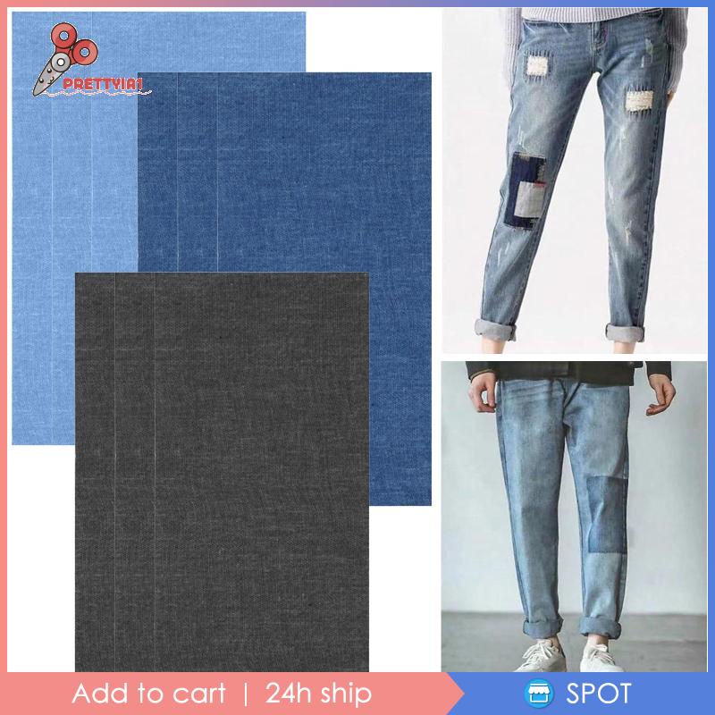 1 Miếng Dán Sửa Chữa Vải Denim Chống Nước Tự Dính Hình Chữ Nhật DIY