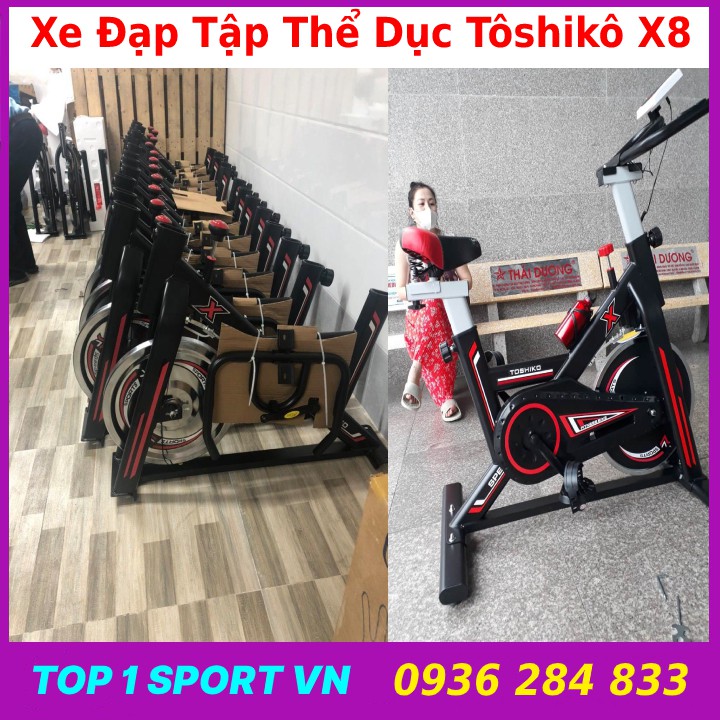 Xe đạp tập thể dục thể thao gym tại nhà Toshiko X8 Sport tặng máy tập cơ bụng + đồng hồ cảm biến nhịp tim,bảo hành 5 năm