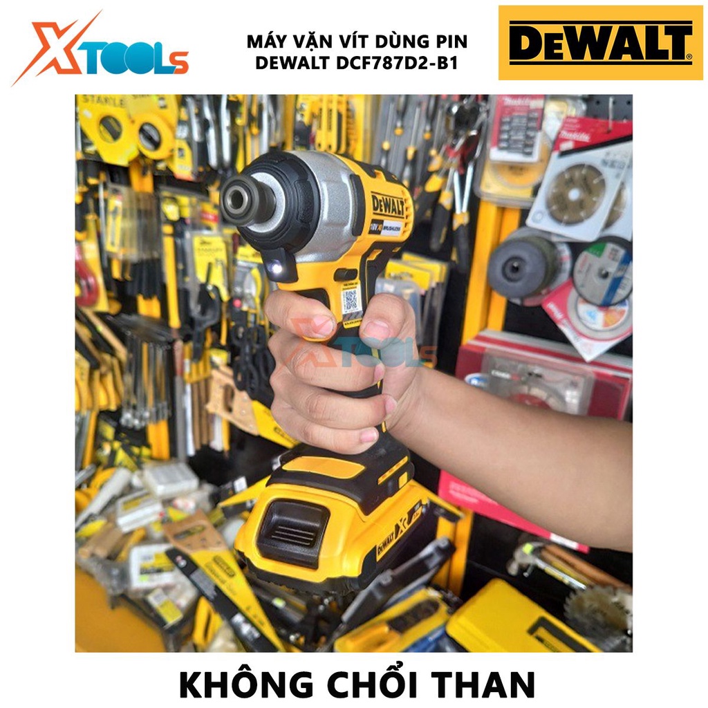 Máy vặn vít dùng pin DEWALT DCF787D2-B1 máy vặn vít động lực kèm 2 pin Li-Ion 18V, Tốc độ không tải 2,800 vòng/phút