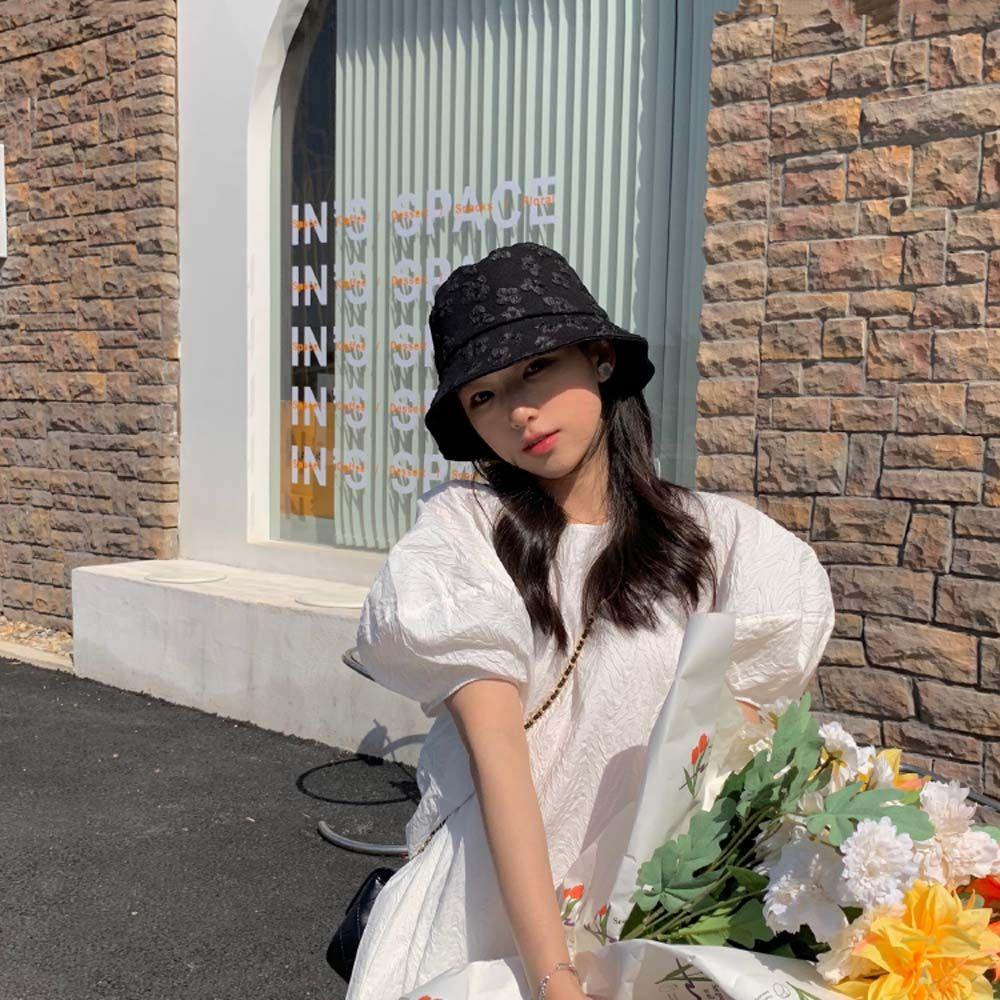 Nón Tai Bèo Chống Nắng Thêu Hoa Màu Sắc Tinh Khiết Phong Cách Hàn Quốc Cho Nữ