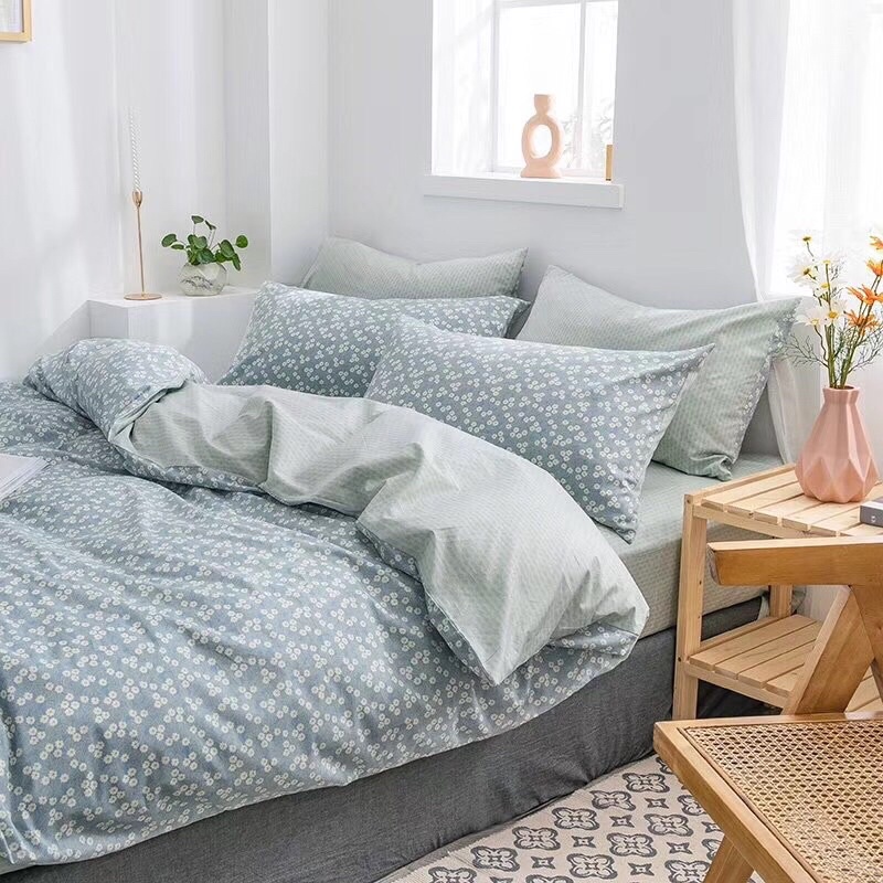 SET CHĂN GA GỐI COTTON LIVING. mẫu hoa thanh liễu