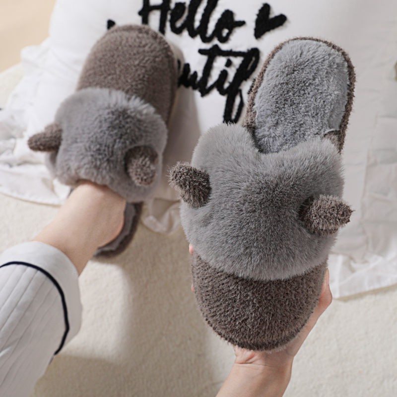 Dép Lông Đi Trong Nhà Chống Trượt Giữ Ấm Họa Tiết Hoạt Hình Thời Trang Thu Đông Cho Nam Và Nữ