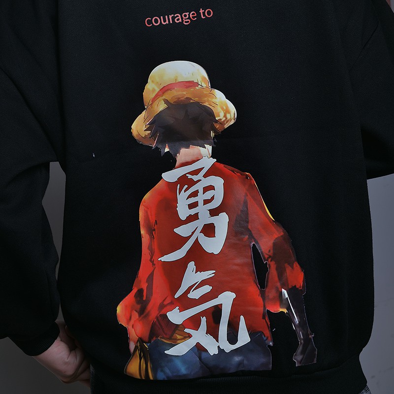 Áo Hoodie Nhung Dáng Rộng Họa Tiết Anime One Piece Cá Tính Dành Cho Nam