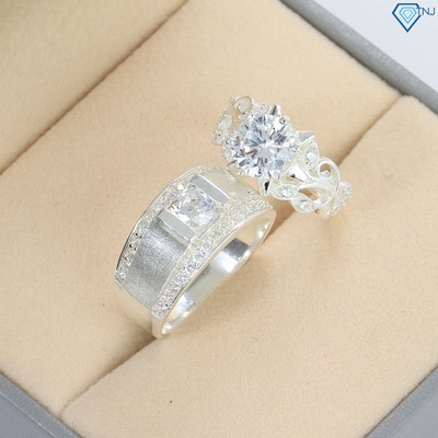 Nhẫn đôi bạc đính đá đẹp sang trọng ND0472 Trang Sức TNJ
