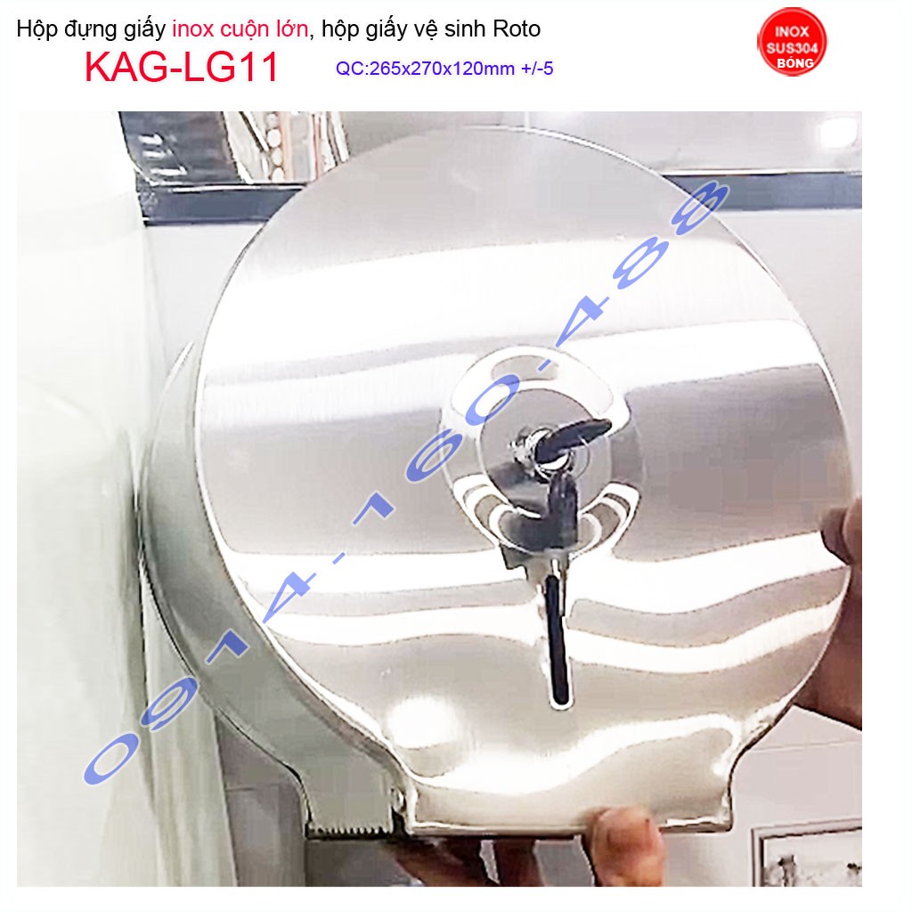 Hộp giấy vệ sinh Roto KAG-LG11,Hộp giấy inox cuộn lớn inox bóng cao cấp sử bền sử dụng tốt