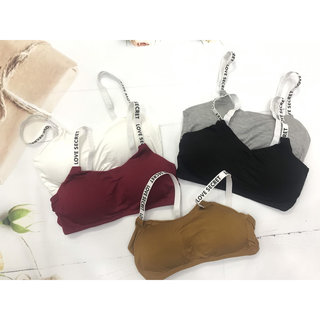 Áo bralette vải cotton mềm mịn, bra lót 2 dây chữ dáng thể thao có móc cài sau, Leblurshop