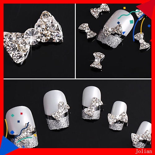 Set 10 phụ kiện trang trí móng tay hình nơ có đính đá độc đáo