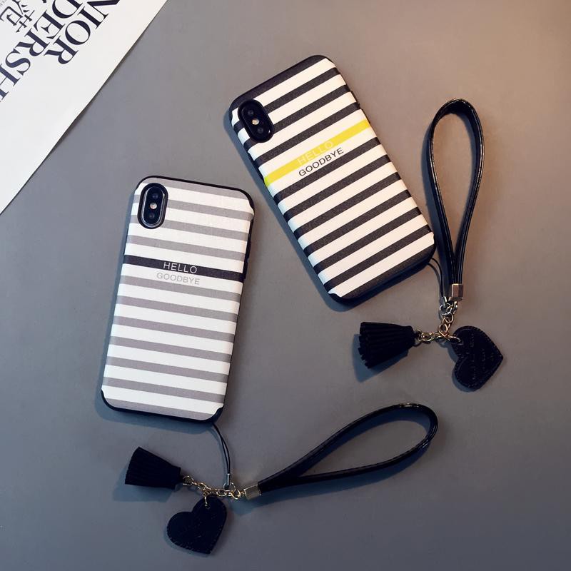 Ốp Iphone Kẻ Ngang sành điệu cá tính Kèm Móc (ốp dẻo) #2