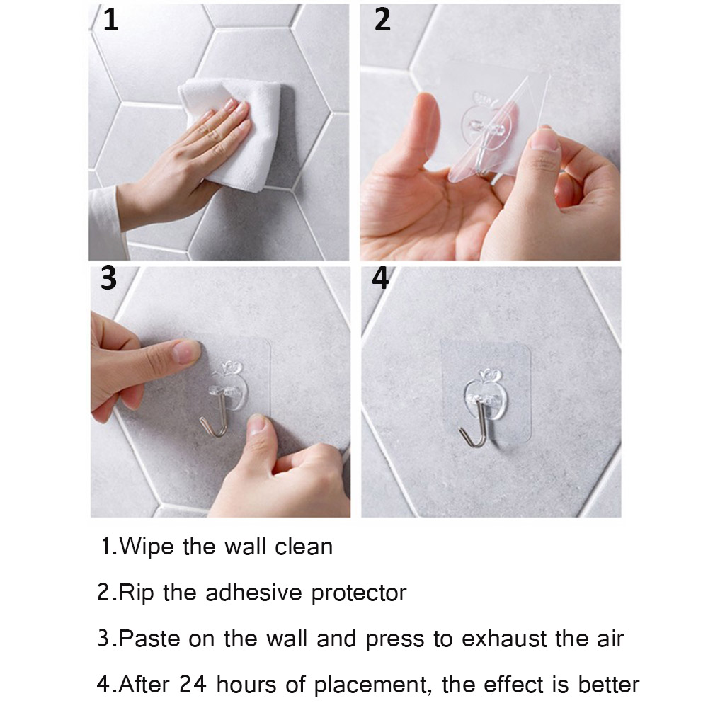 Set 5 / 10 Móc Dán Tường Hình Quả Táo Chống Nước Tiện Dụng