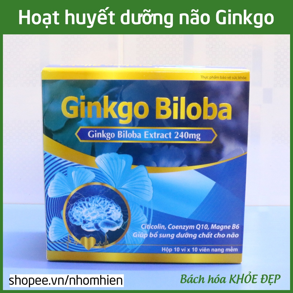 Hoạt huyết dưỡng não Ginkgo Biloba Extract 240mg - 100 viên [Ginkgo Biloba Xanh da trời]