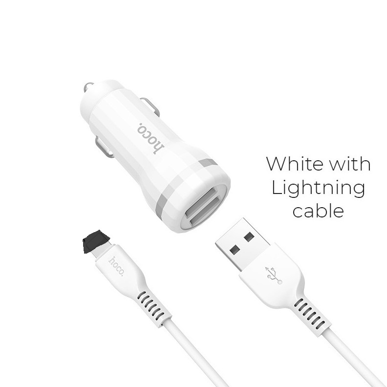 Tẩu sạc oto Hoco Z27 kèm cáp i phôn ai phôn IP / TypeC / Micro 5V/2.4A