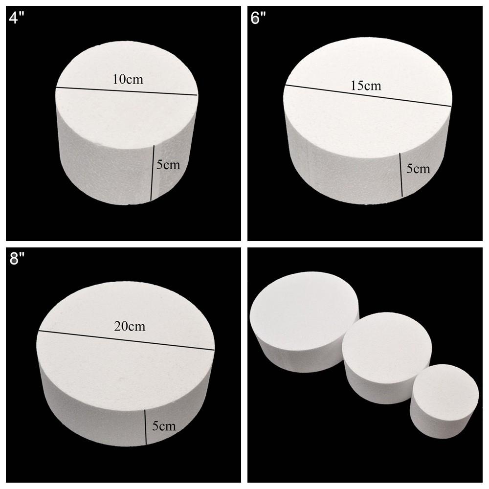 Bánh giả 4/6/8 Inch bằng xốp thích hợp để luyện tập trang trí bánh