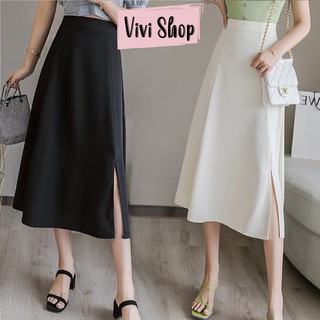 Chân váy công sở dài xẻ tà phong cách hàn quốc 70cm