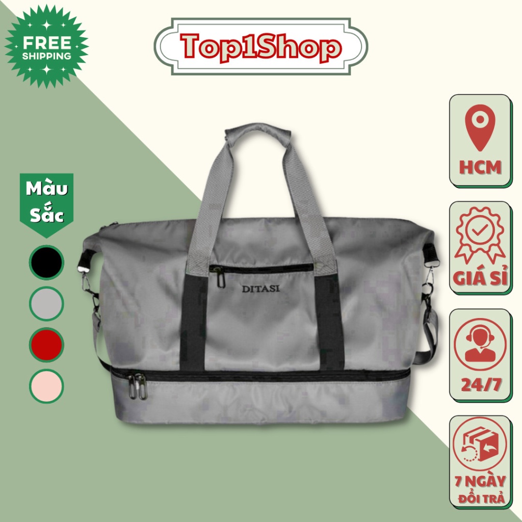 Túi xách du lịch cỡ đại vải bố Kích thước 60 x 37cm có thể mở rộng khóa đáy để tăng chiều cao