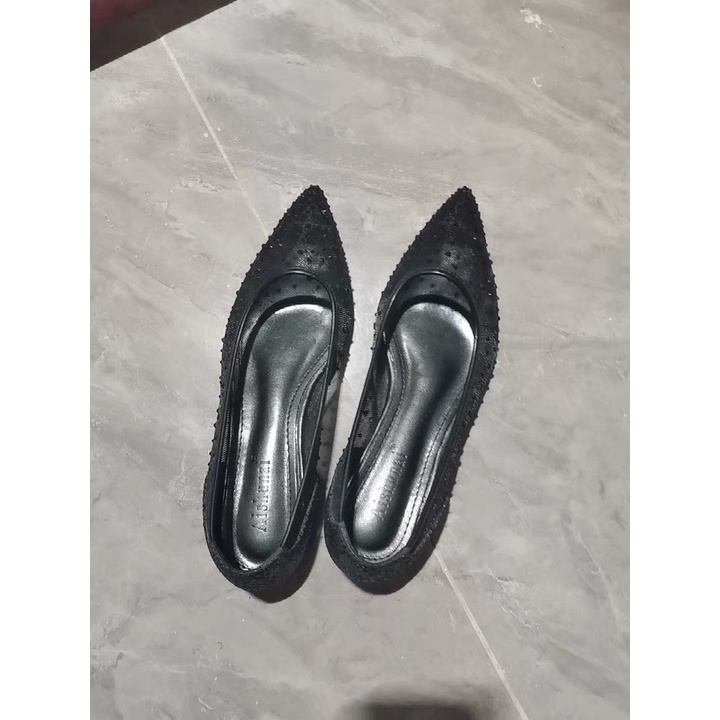 [ ORDER ] Giày nữ/ Giày bệt mũi nhọn đính hạt Size 34-40