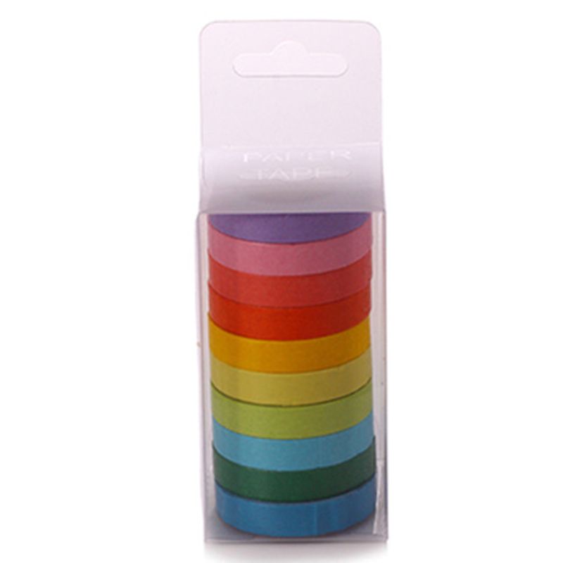 Set 10 Cuộn Băng Dính Nhiều Màu Sắc Dùng Trang Trí Thủ Công DIY