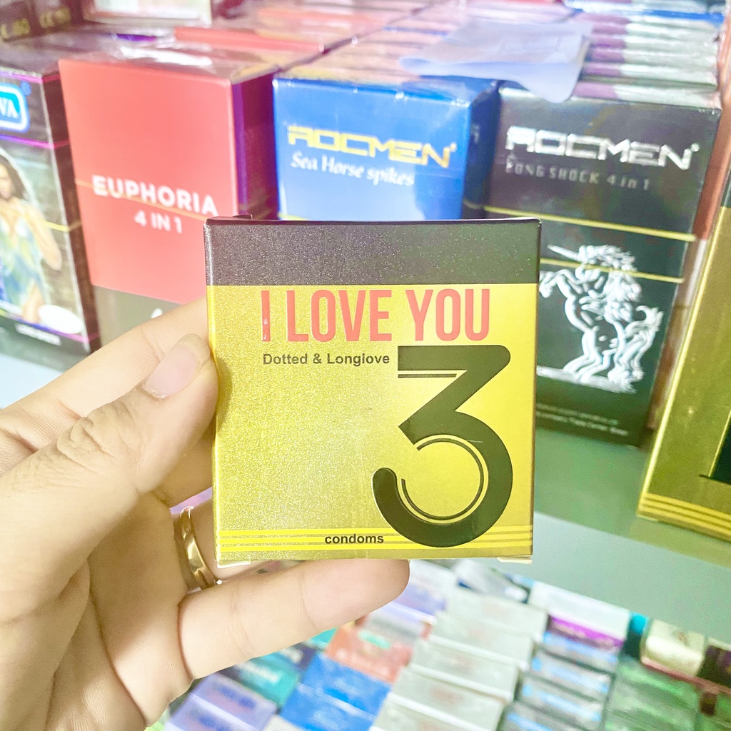 Bao cao su I Love You cao cấp, bao cao su gai li ti, hộp 10 bcs
