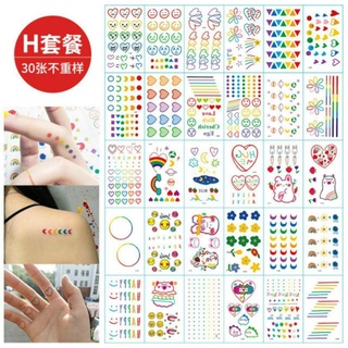 Set 4 tờ Hình xăm dán nước, cute, phong cách
