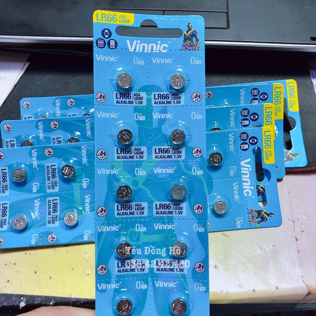 Vĩ 10 viên Pin Vinnic L626F LR66 LR626 AG4 Chính Hãng