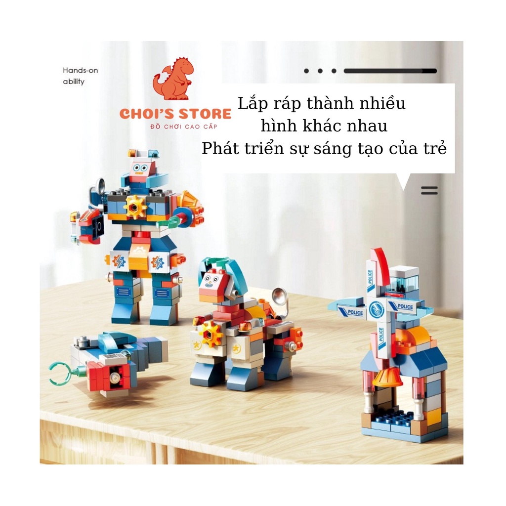 Bộ lắp ghép lego 130 chi tiết hình súng, robot chính hãng feelo