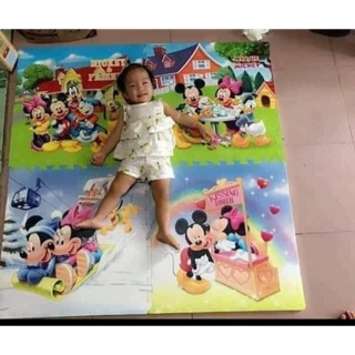Thảm xốp ghép nền vân gỗ và hoạt hình set 4 tấm kt 60x60 cm