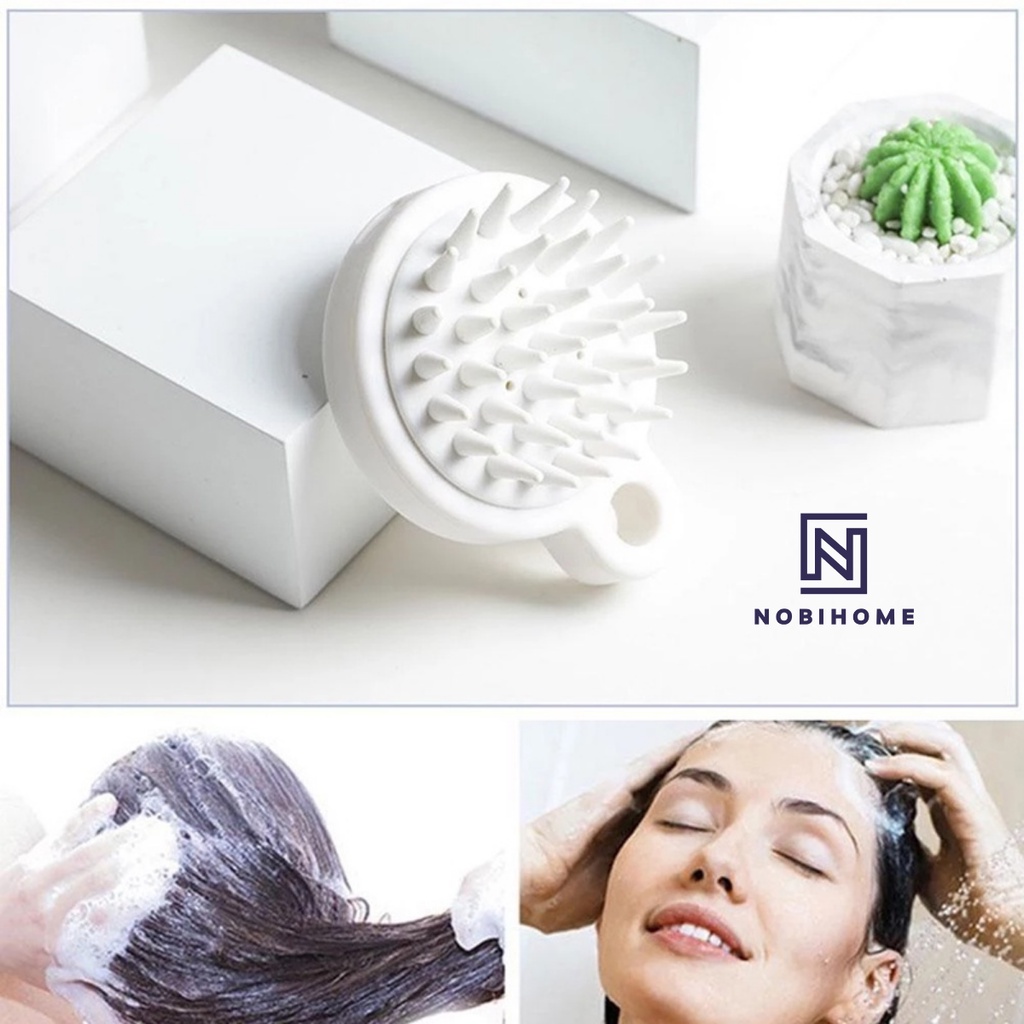 Lược Gội Đầu Silicon Massagage Đầu Nobihome, lược massage đầu silicon siêu mềm gãi đầu kích thích mọc tóc giảm rụng tóc