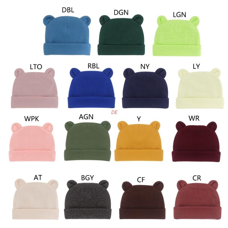 Mũ Beanie Hai Lớp Cotton Mềm Mại Co Giãn Giữ Ấm Tai Cho Bé Sơ Sinh