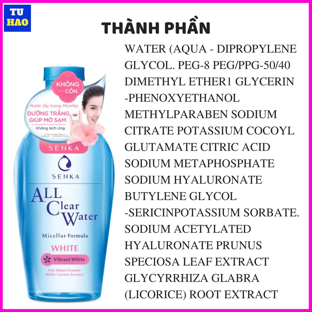 Nước tẩy trang dưỡng trắng Senka All Clear Water Micellar Formula White 230ml | BigBuy360 - bigbuy360.vn