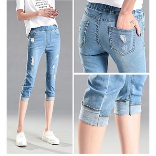 (XẢ KHO THANH LÝ) Quần jean lửng lưng thun nữ Quảng Châu QL006