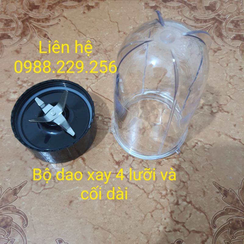 LINH KIỆN MÁY XAY- Bộ dao 4 lưỡi và cối dài máy xay magic, okusanno vấu4