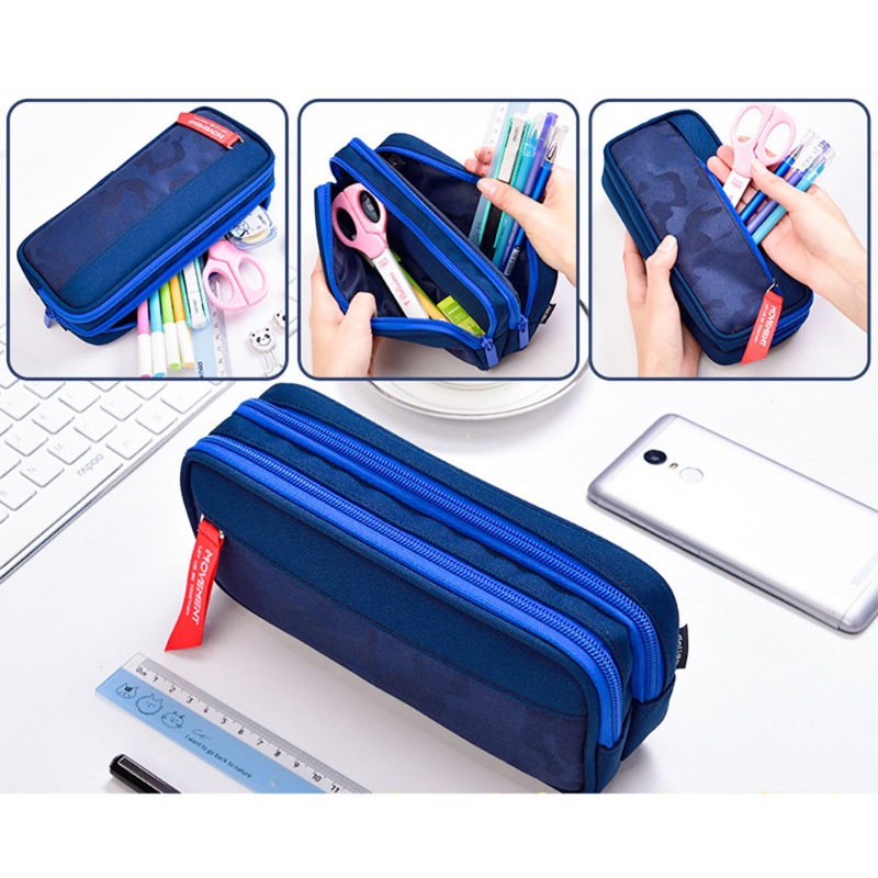 Túi Đựng Bút Hai Ngăn Sức Chứa Lớn Có Khóa Kéo Siêu Bền Tiện Dụng Cho Văn Phòng / Trường Học