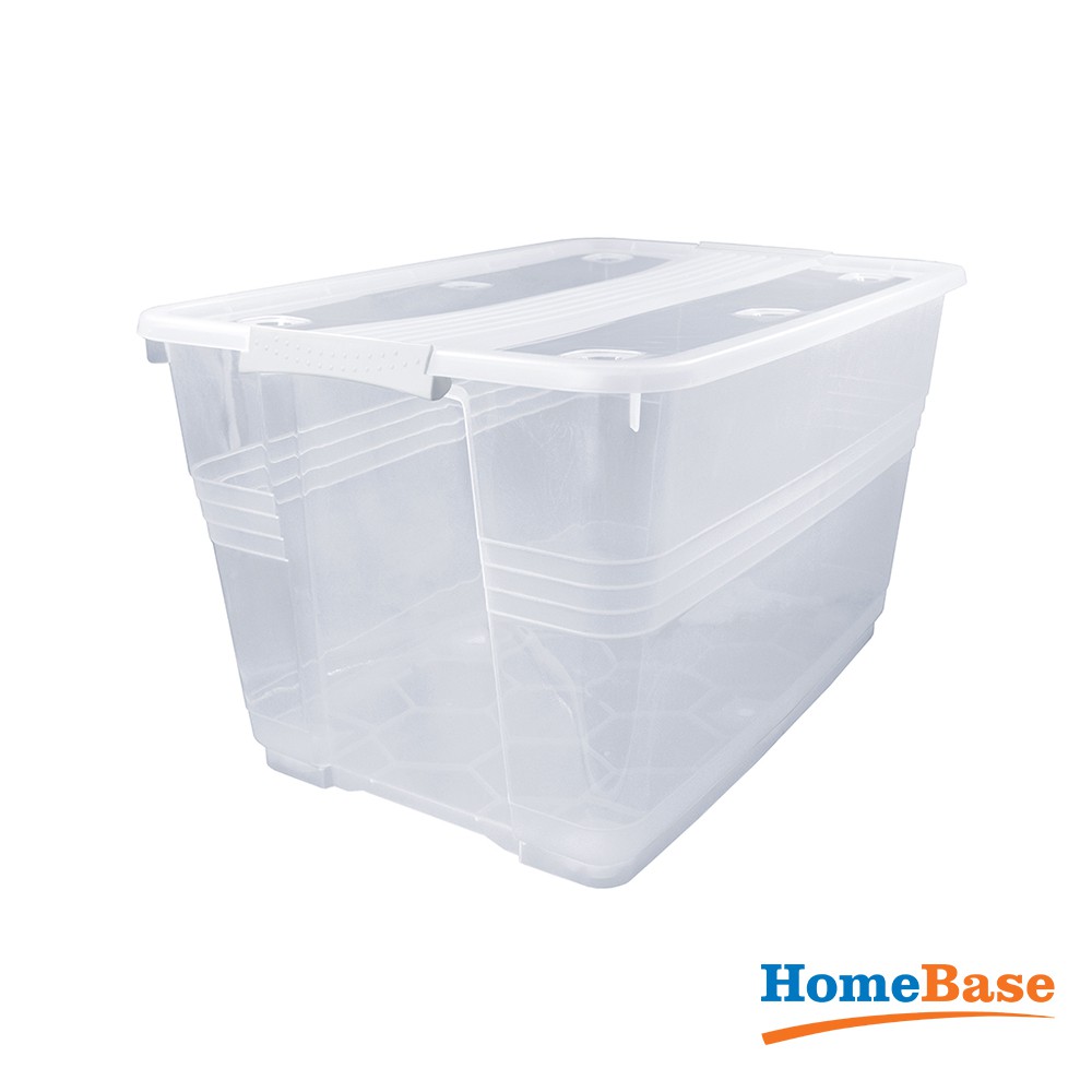 HomeBase STACKO thùng nhựa đựng đồ có nắp Thái Lan W66.3xD49.6xH39.1 Cm 80L Trắng trong
