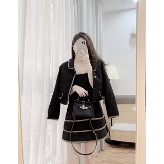 Set dạ viền nhũ (đen/trắng)
