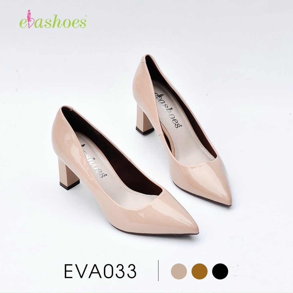 Giày cao gót da bóng đế trụ 7cm Evashoes Eva033