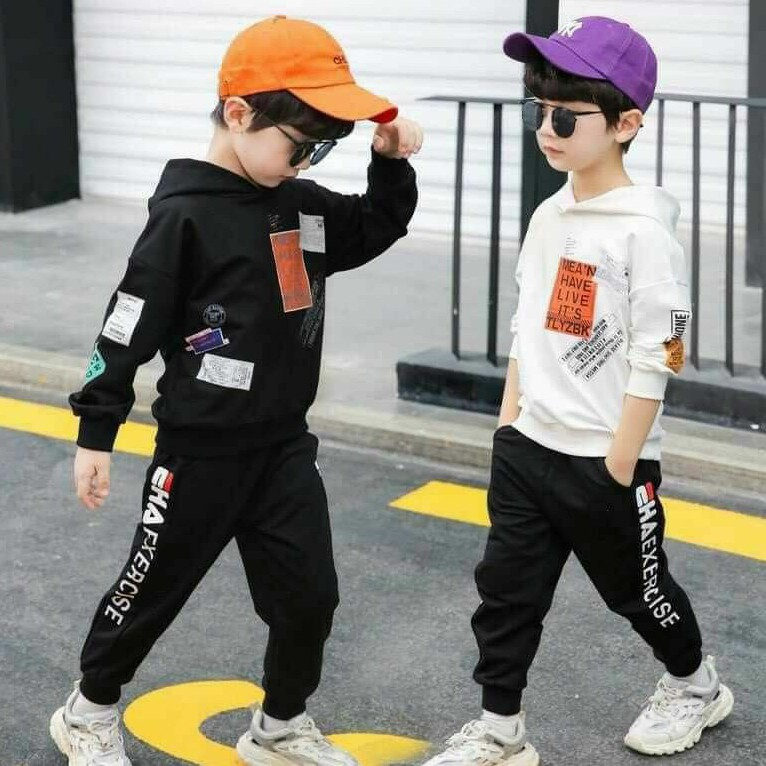 Bộ nỉ xuất hàn phong cách hip hop cho bé
