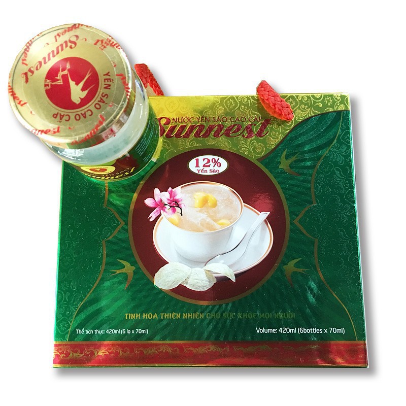 Hộp 6 lọ x 70ml Yến Sào Sunnest Cao Cấp Đường Ăn Kiêng siêu ngon, Hạn sử dụng đến tháng 24 tháng kể từ ngày sản xuất. | BigBuy360 - bigbuy360.vn