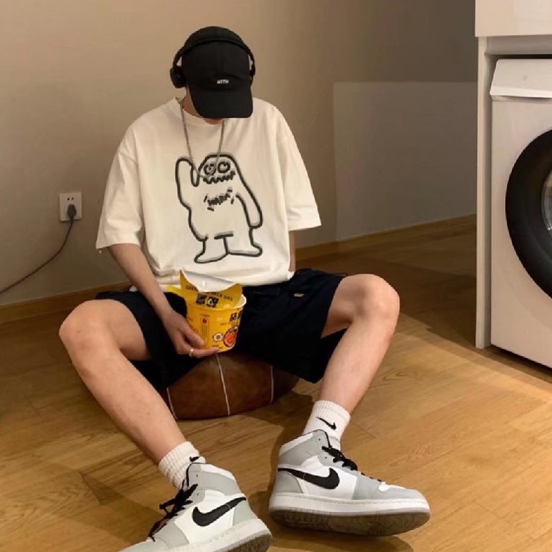 Áo Thun Nam Tay Lửng In Hình Phong Cách Hip Hop Hàn Quốc Cỡ Lớn M-5XL