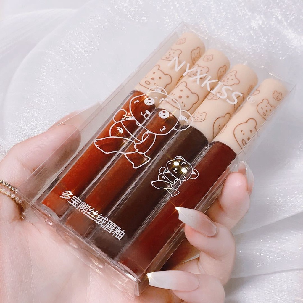 Set 4 Son Môi Nyx Kiss Beauty Dưỡng Ẩm Chống Dính Cốc 4 Màu Nhung Mờ Thời Trang