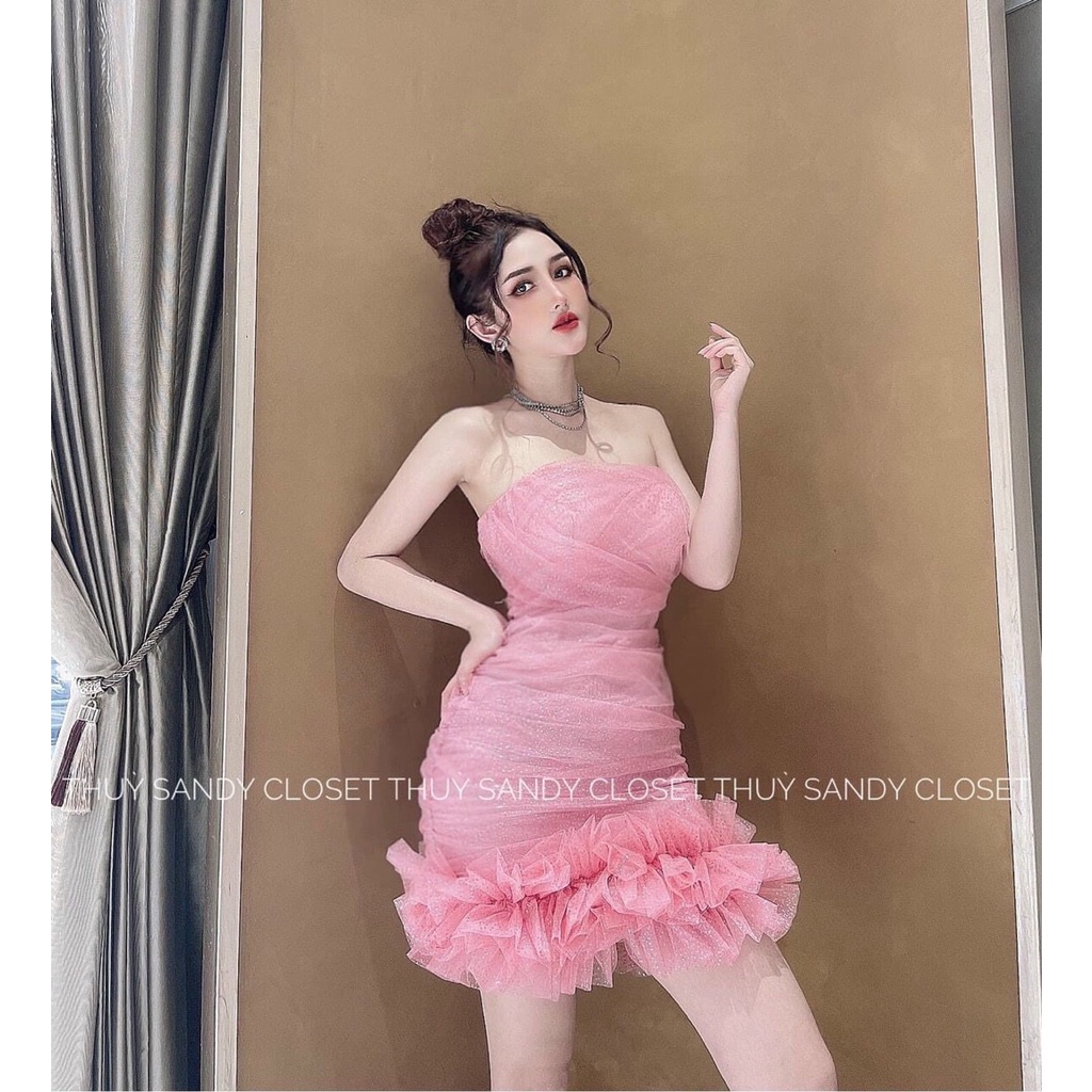 Đầm Ôm ⚡𝙎𝙄𝙀̂𝙐 𝙎𝘼𝙇𝙀⚡ Đầm Body Cúp Ngực Bèo Lai Phối Lưới Kim Tuyến - 75106