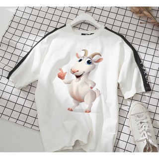 Áo thun cotton unisex - 12 con giáp - tuổi mùi - dê con đáng yêu