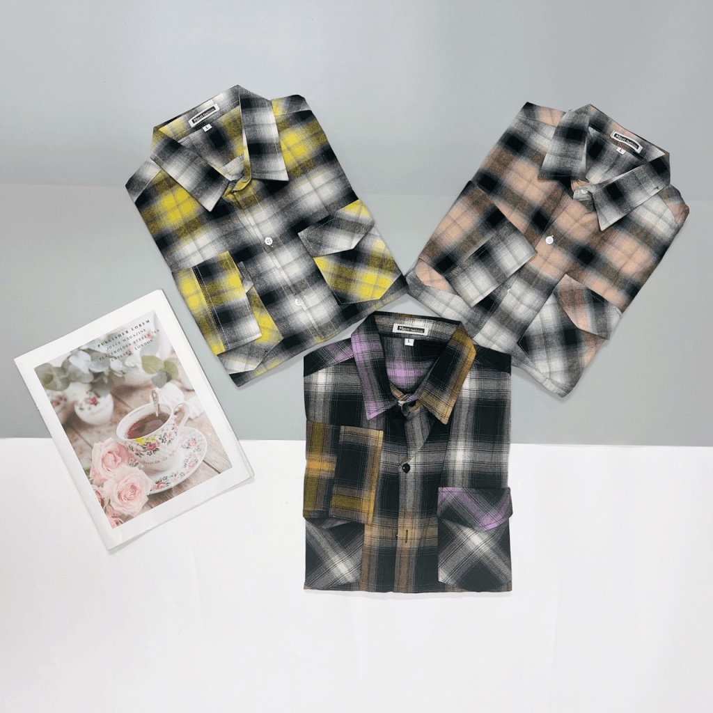MẪU HOT Áo Sơ Mi Caro Nam Nắp Túi Tay Dài Trơn Vải Cotton Dày Dặn Hàng XỊn Y HÌnh Shop Tự CHụp HK