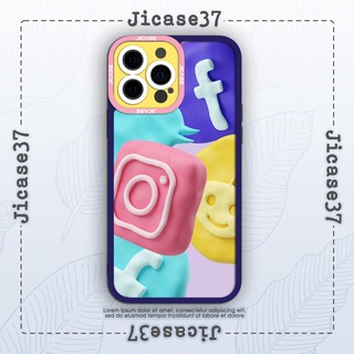 Ốp lưng iphone và samsung xiaomi oppo cạnh vuông Jicase sắc màu social network 