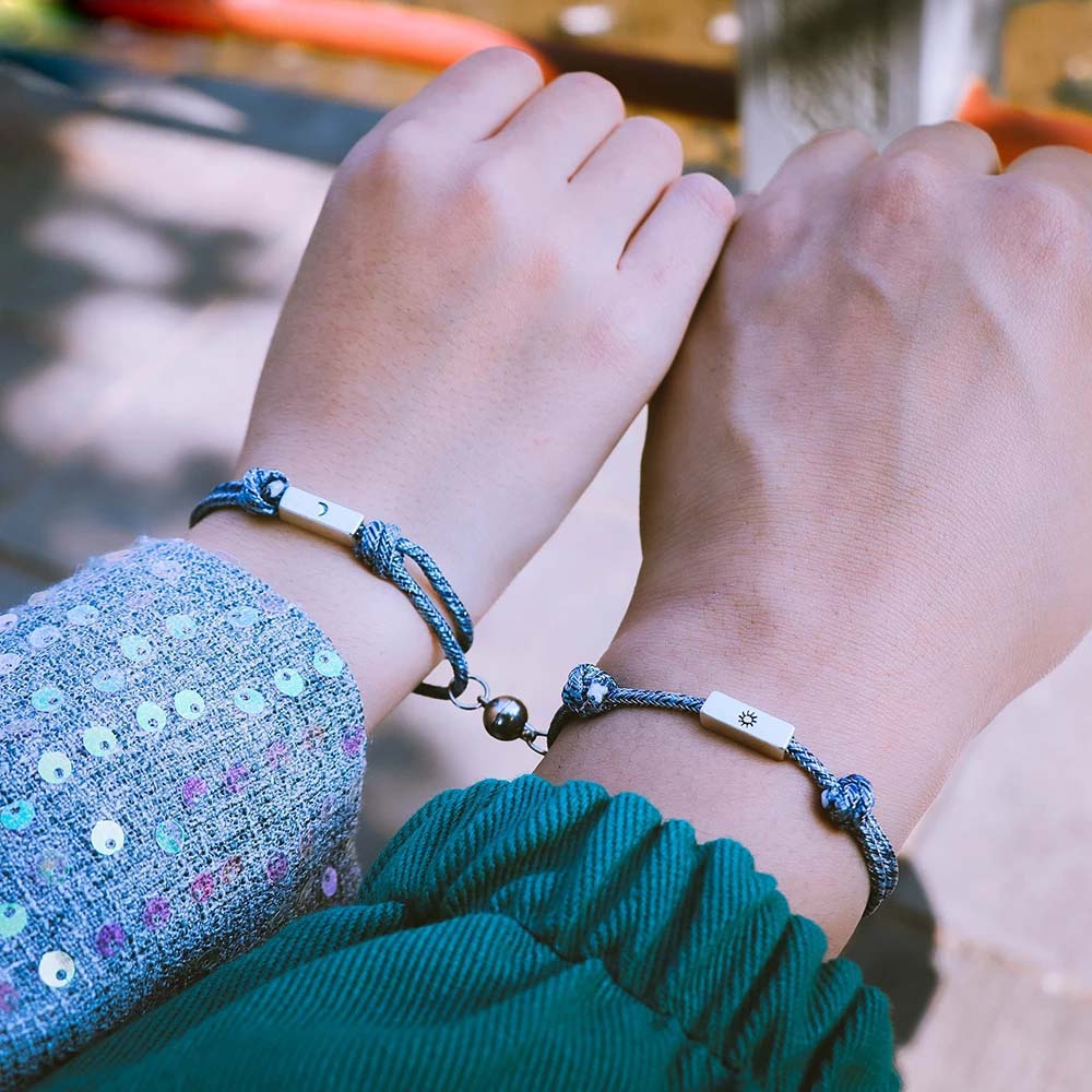 Vòng tay bện dây họa tiết mặt trăng mặt trời thời trang cho cặp đôi