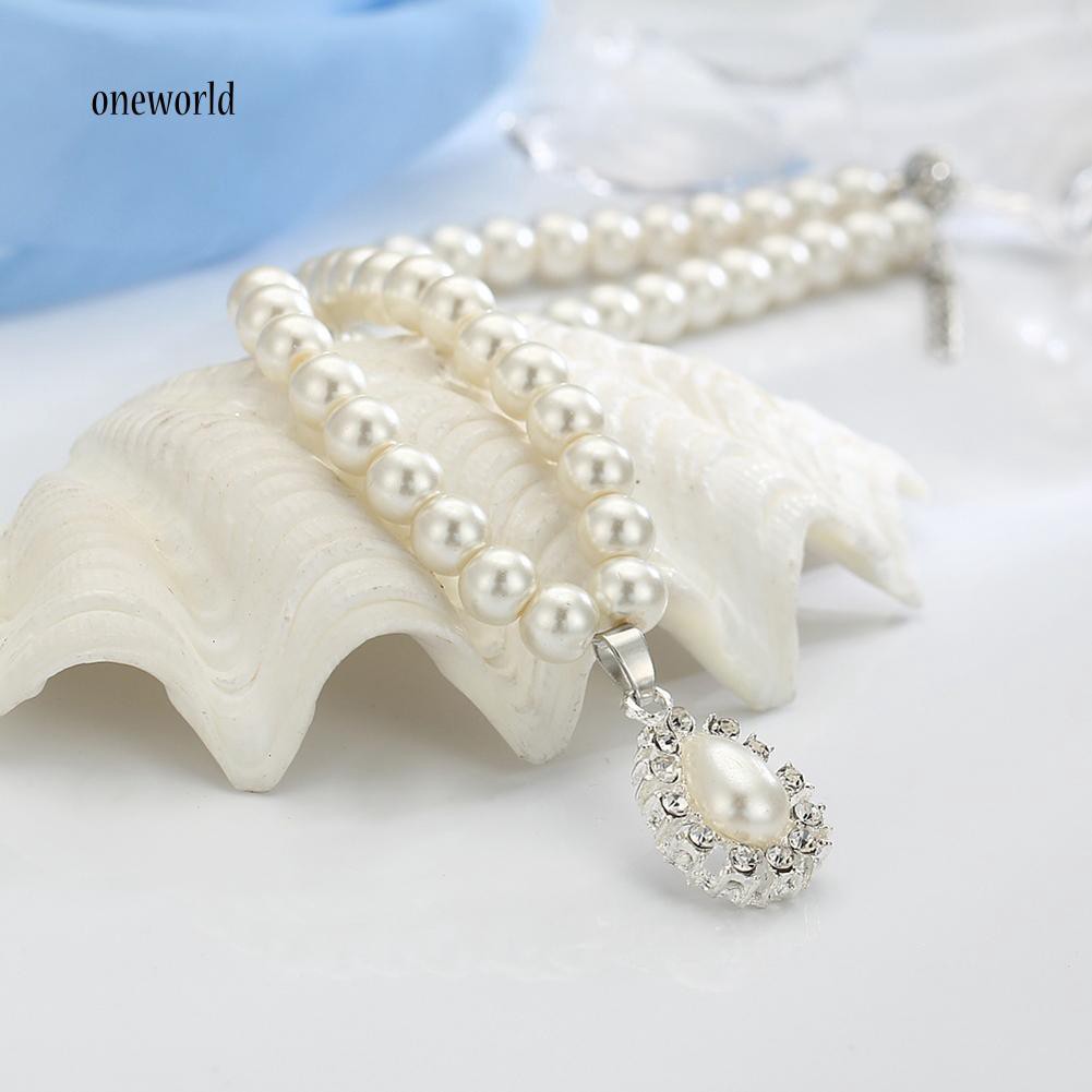 Giày Thể Thao OW OW OW OW Chất Lượng Cao✪ Bộ Vòng cổ + Bông Tai Hình Giọt Nước Đính Ngọc Trai Giả &amp; Kim Cương Giả