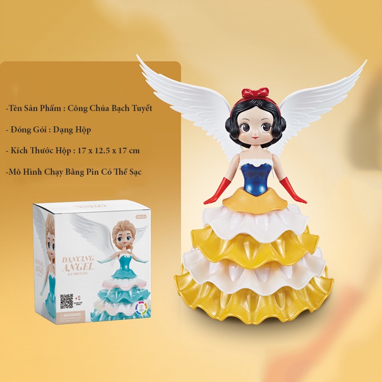 Đồ Chơi Bé Gái Mô Hình Công Chúa Sophia/ Công Chúa Lọ Lem/ Nàng Bạch Tuyết Nhảy Múa 360 Độ Có Đèn Và Nhạc