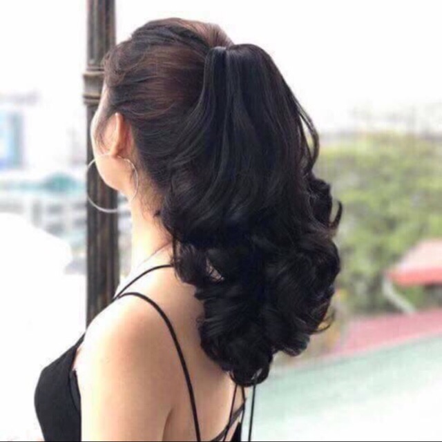 Combo tóc ngoặm xoăn và tóc búi tròn