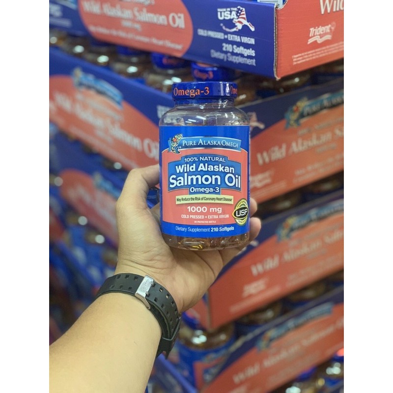 TPCN: VIÊN DẦU CÁ HỒI PURE ALASKA OMEGA 3 WILD SALMAON OIL 1000mg (210 viên-180 viên) nhập Mỹ