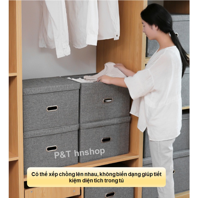 Hộp Vải Đựng Quần Áo Có Thể Giặt Được – Quai Bằng Inox