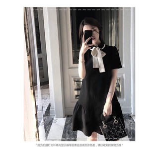 Đầm bầu công sở đẹp 🍓 FREESHIP 🍓 váy bầu mùa hè đen cổ nơ có size
