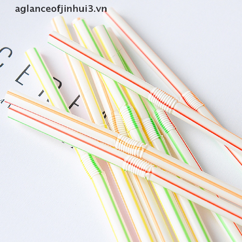 Set 100 Ống Hút Nhựa Nhiều Màu Dùng Một Lần